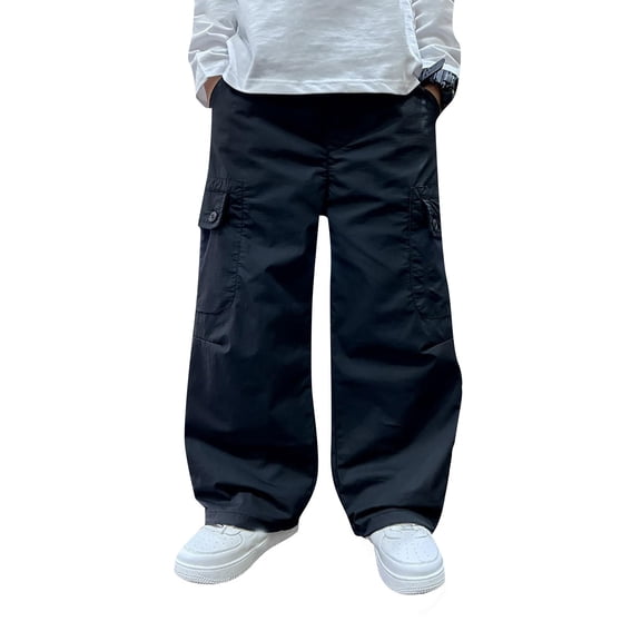EnJoCho Boys Cam𝗈 Pants Pull On Elastic Waist Casual Loose Jogging Bottoms Elastic Cuffed Cargo Joggers for Kids 11-12 Years Comfortable Sports Outdoor Training Everyday