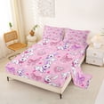 thumbnail image 2 of Erosebridal Girls Cute Bunny Rabbit Queen Sheet Sets,Kawaii Coquette Bowknot Cartoon Stars Loves Kids Bed Set 4-Piece, 2 of 6