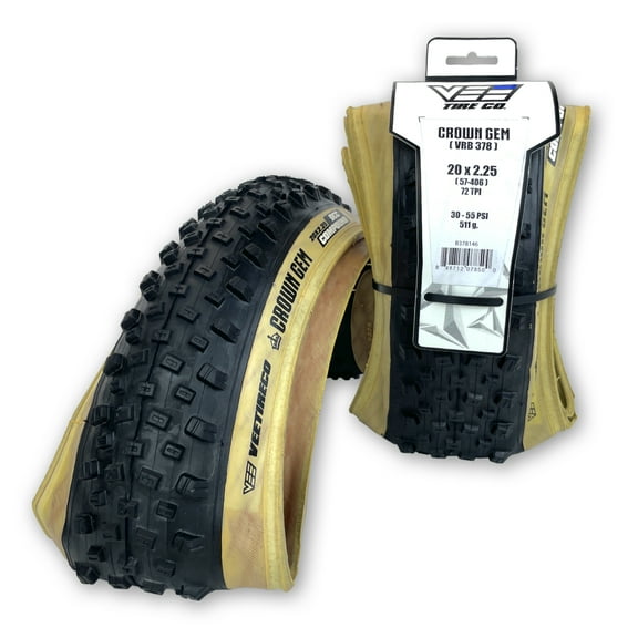 2 Vee Tire Crown GEM 20x2.25 Skinwall 20 inch Bike Tires Dual Control Compound
