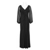 Adrianna Papell V-Neck Ruched Long Sleeve Zipper Back Jersey Chiffon Dress-BLACK