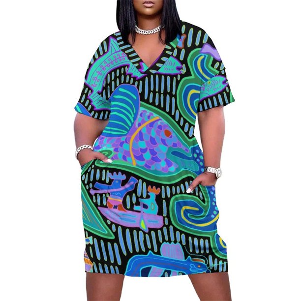 Kuna-vestido de noche de pulpo indio para mujer prenda holgada con bolsillos ropa de mujer