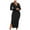 Black, variant on ZQUUVOU Women's Long Sleeve V Neck Ribbed Knit Long Dress Bodycon Lapel Collar Slit Solid Fall Midi Sweater Dress Olive Green
