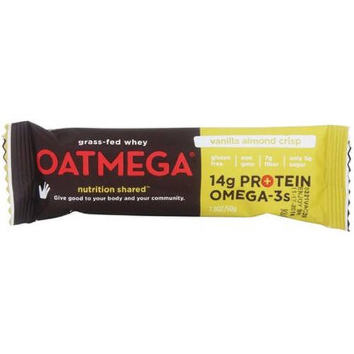 Oatmega GrassFed Whey Protein Bar, Vanilla Almond Crisp, 14g Protein