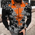 thumbnail image 1 of Camisa de hombre con ilusión óptica línea retro abstracta para exteriores calle informal uso diario otoño e invierno camisa formal de manga larga con puños, 1 of 6
