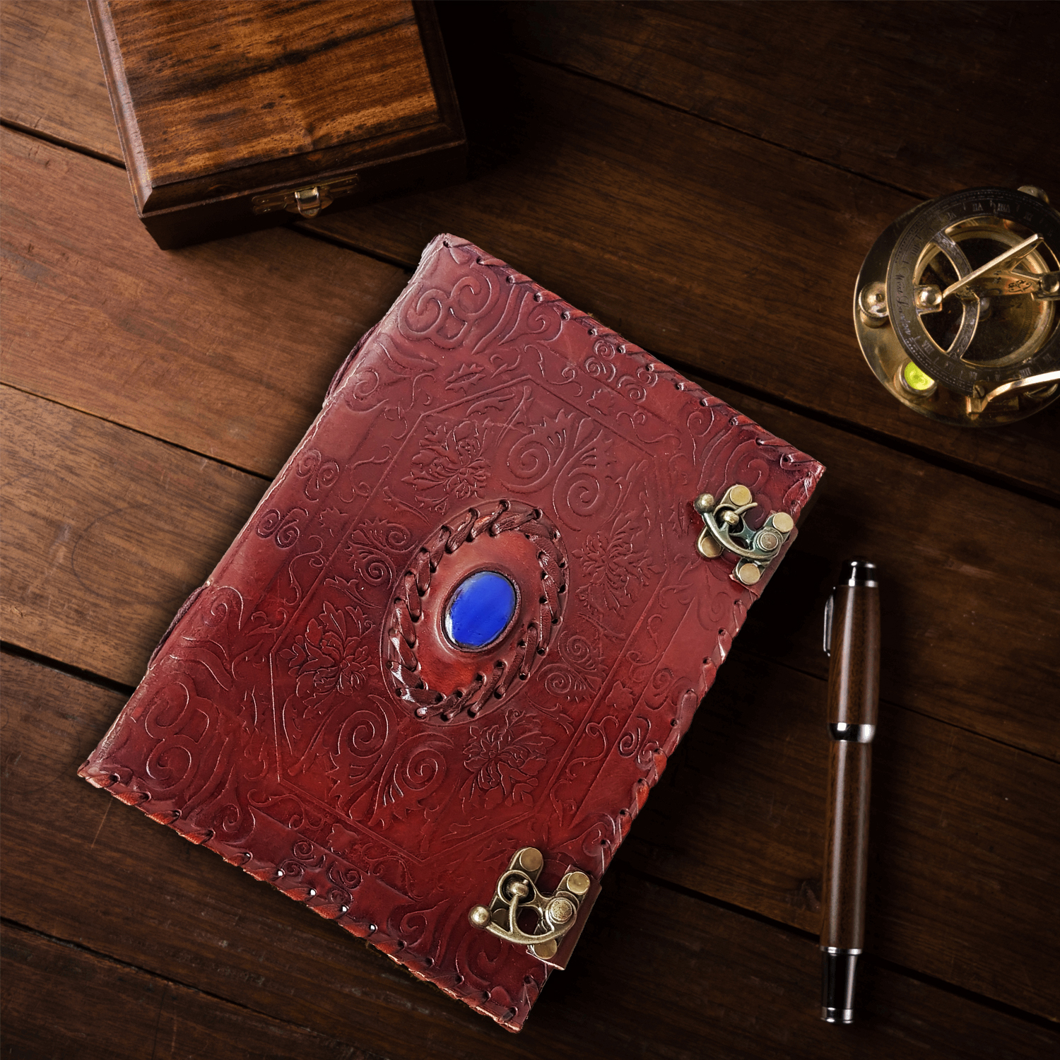Jaald 8" Leather Journal stone Notebook Handmade Sketchbook Book Of Shadows Writing Pad Blank Notebook Handmade Notepad For Men & Women Sketchbook Travel Diary To Write Book Of Shadows Grimoire