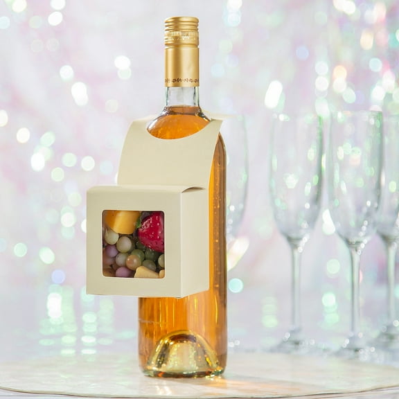 3 1/4" x 2 1/2" Hanging Bottle Paper Treat Boxes with Window - 24 Piece