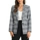 thumbnail image 1 of BLAZERS CHIC PARA MUJERES INSPIRE Con Solapa Notch de Manga Larga y Un Botón, Blazer de Cuadros Gris S, 1 of 6