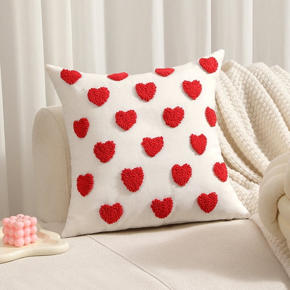Home Decor Holiday Advent Throw Pillow Covers With Hearts Decorative Throw Pillow Covers For Couch Sofa Living Room Couple Present Valentine Pillow Case Valentines Day Decorations