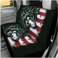 thumbnail image 3 of Pzuqiu Automobile Interior Sets Car Front Rear Seat Cover Steering Wheel Seat Belt Headrest Center Console Cushion Pad Keychain Coaster 14 Pcs Full Set Covers All Weather Gray Wolf American Flag, 3 of 7