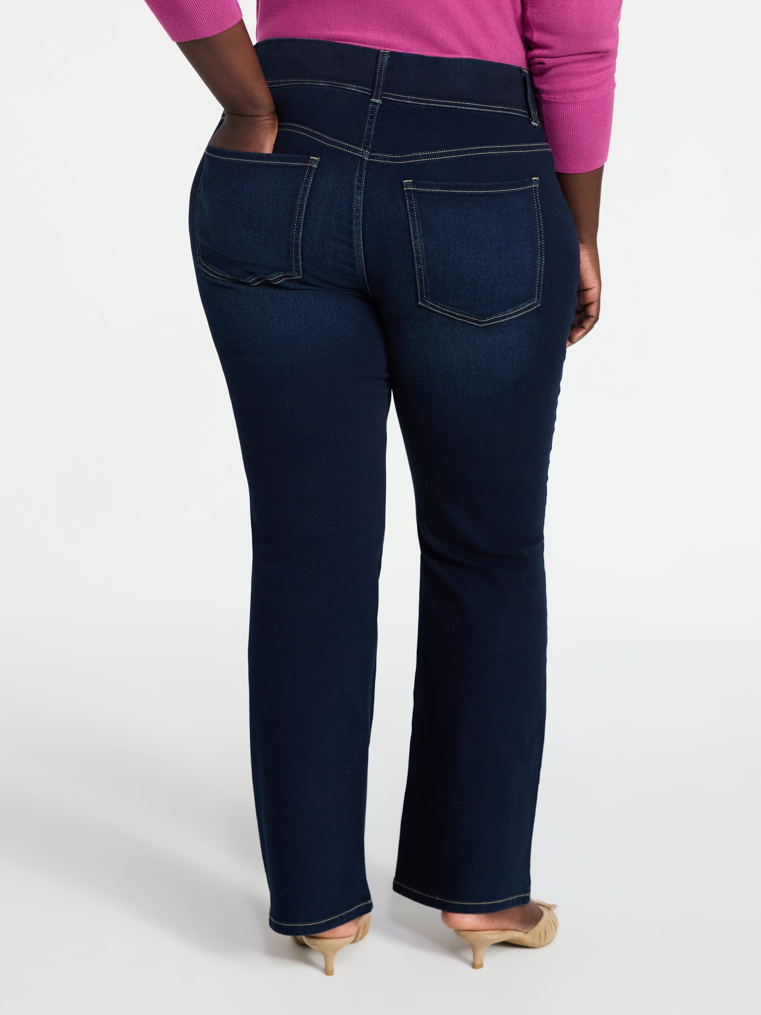 Terra & Sky Women's Plus Size Pull On High Rise Bootcut Jeggings, 31" Inseam, Sizes 0X-4X