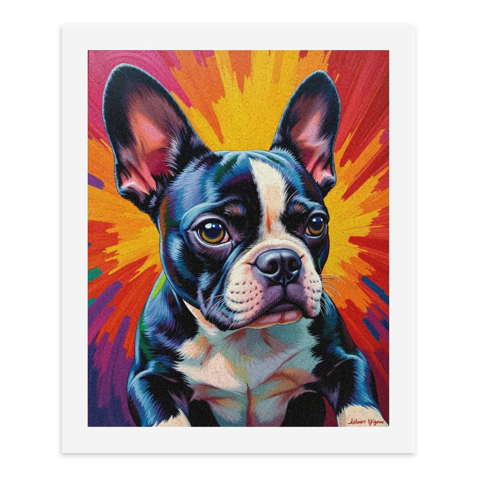 Paint By Numbers Kit for Adults Beginner - DIY Colorful Bulldog Art Explosion Canvas Painting Kits for Adults, Frameless Paint By Number for Adults for Home Wall Decor 16x20 Inch