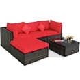 thumbnail image 3 of Patiojoy 5-Piece Outdoor Patio Sectional Rattan Sofa Set with Soft Back and Seat Cushion Red, 3 of 6