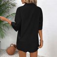 thumbnail image 5 of Women's Summer Striped Print Short Sleeve Loungewear Pajama Set Soft Two Piece Sleepwear Shorts Set - Black S, 5 of 7