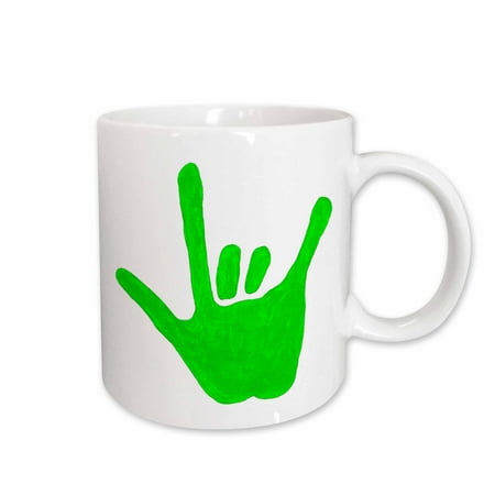 

3dRose Love Hand Sign Language in Green Ceramic Mug 15-ounce