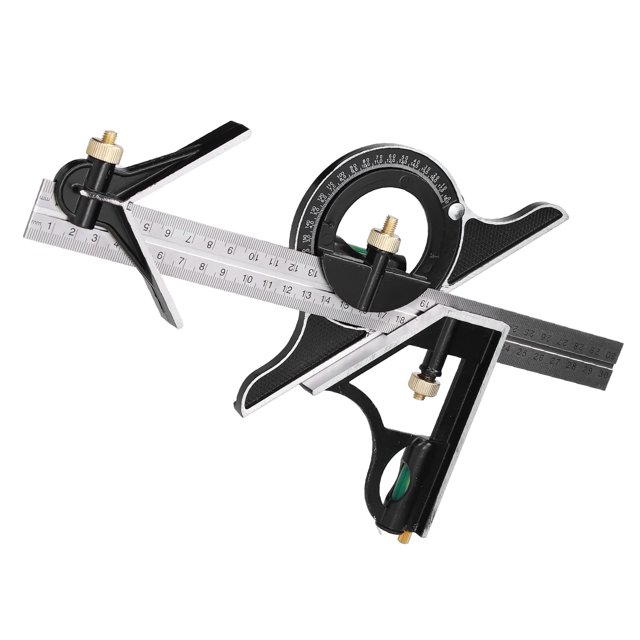 3-Piece 300mm (12-inch) Stainless Steel & Aluminum Combination Square Set with Precision 1mm Scale – Multi-Functional Woodworking Tool for Angle, Circle Center, Length & Horizontal Measurement,