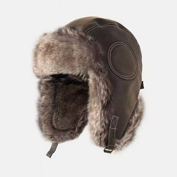 Nrmvnmi Men Women Fur Hat Fur Russian Ushanka Hats Earflap Trapper Hat For Winter Solid Color Thick Outdoor Warm Ear Protection Adult Lei Feng Hat