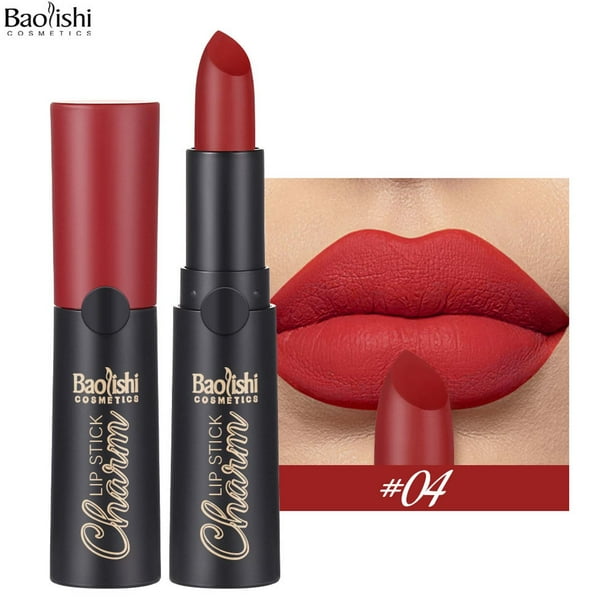 Barra de labios mate antiadherente, barra de labios aterciopelada, brillo de labios mate de larga duración.