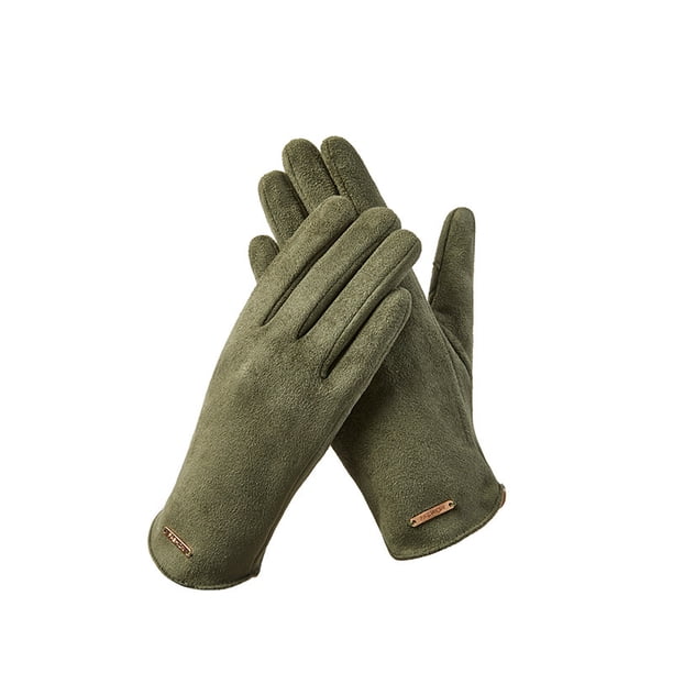 Guantes de invierno con pantalla táctil abatible, cálidos, forrados con vellón, a prueba de viento, de gamuza, para estudiantes, esquí y ciclismo, para mujer