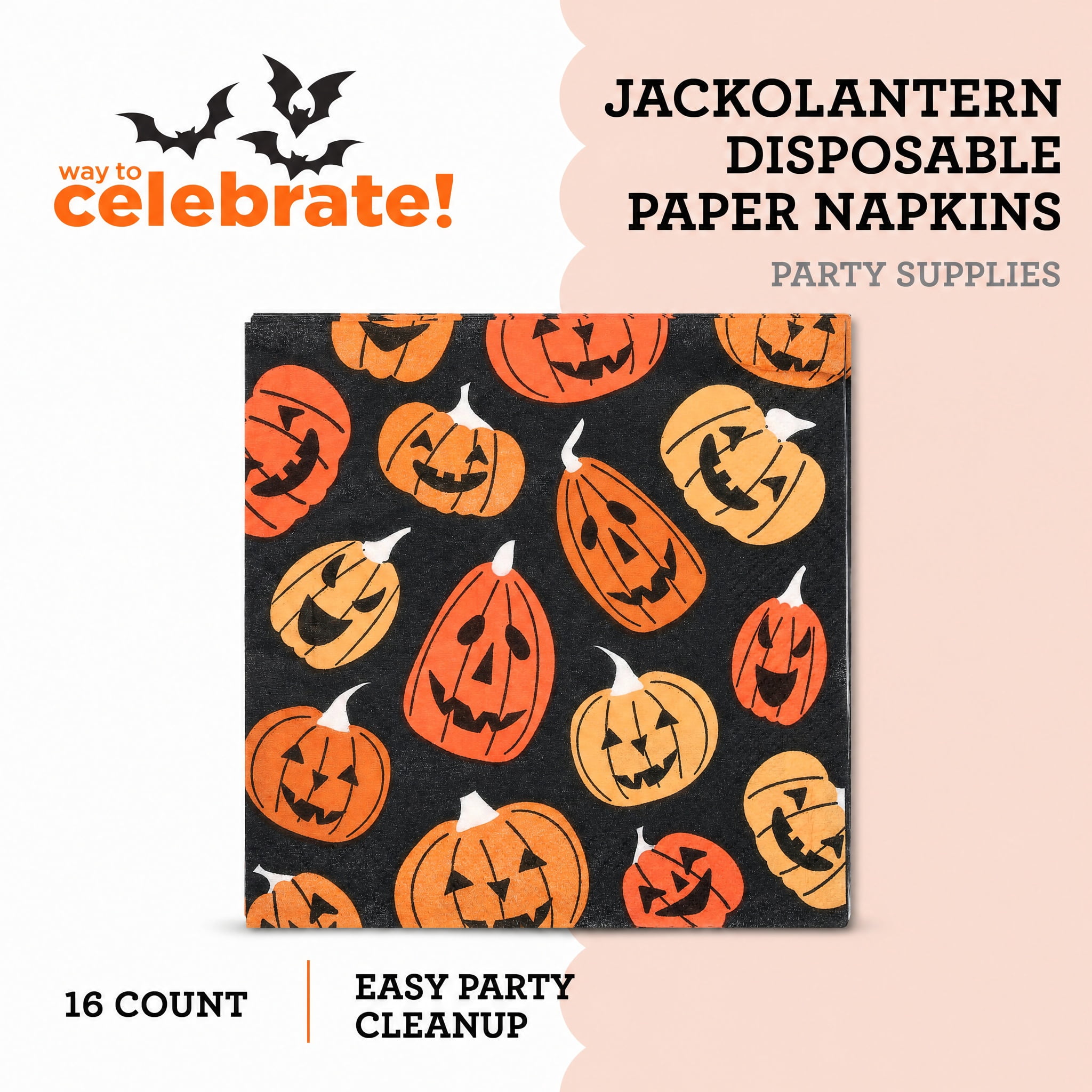Jack-o'-Lantern Disposable Paper Plates, Multicolor, 8.5", 8 Count, Halloween by Way To Celebrate