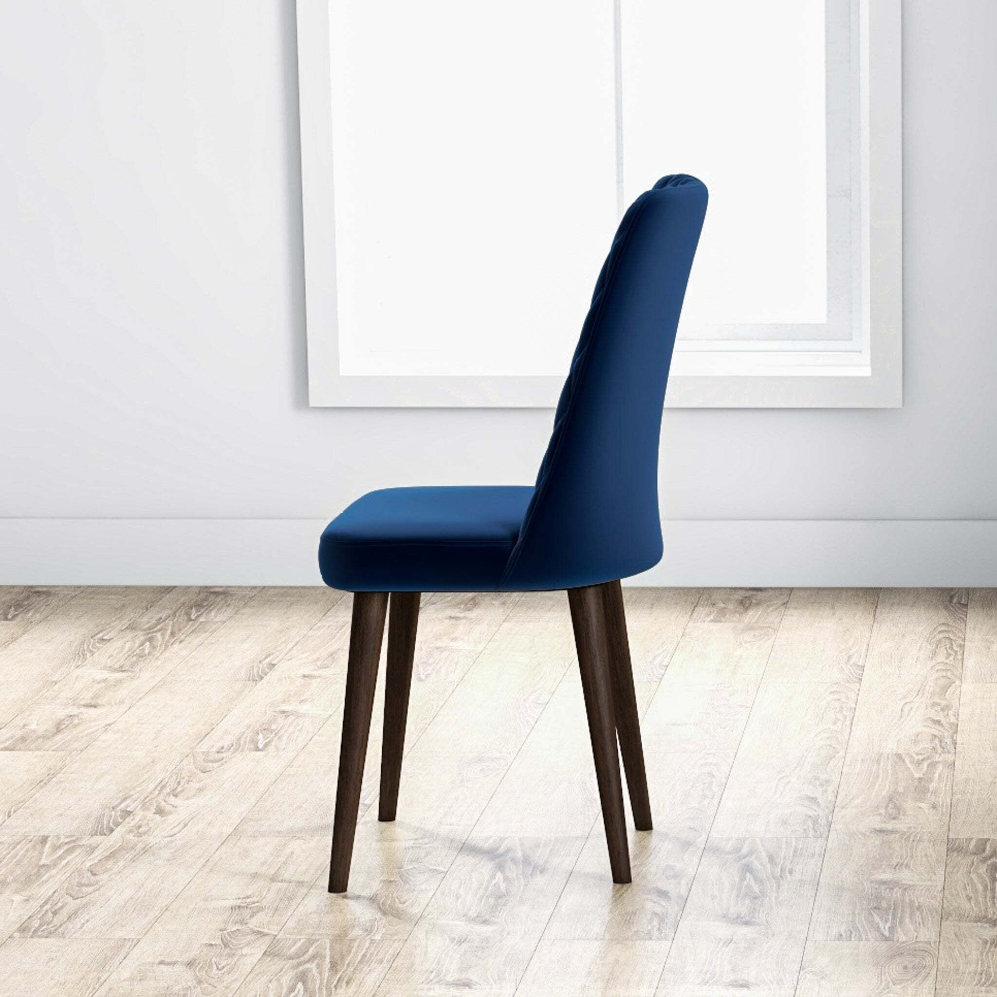 Euroco Dining Chairs Set of 2, Fabric Dining Room Kitchen Side Chair with Wood Legs,Blue