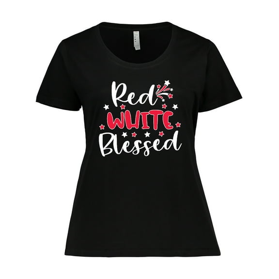 Inktastic 4th of July Red White Blessed Fireworks Women's Plus Size T-Shirt