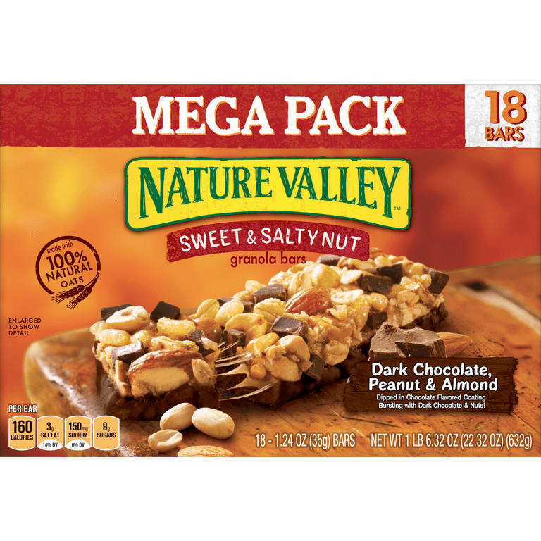 Nature Valley Sweet & Salty Nut Dark Chocolate Peanut & Almond Granola Bars  18 Count, 1.24 OZ