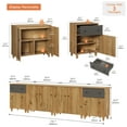 thumbnail image 4 of WAMPAT Sideboards Buffet Cabinet, 4-in-1 Wood Wide Credenza Storage Cabinet with 6 Doors and 2 Drawers, Modern Kitchen Coffee Bar Table with Storage Shelves for Living Room Dining Room, Oak Brown, 4 of 8