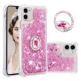 thumbnail image 1 of Funda para iPhone 11 con Brillo Líquido Flotante, Purpurina, Parachoques y Anillo Giratorio Soporte, 1 of 5