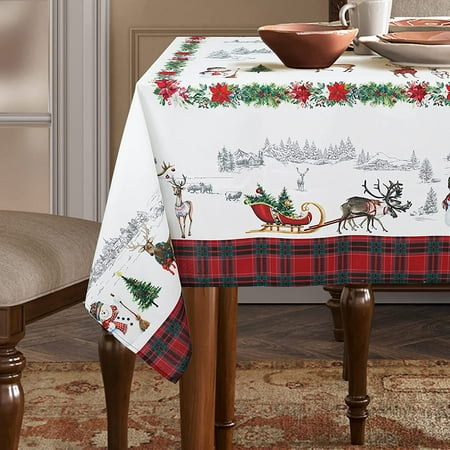

Christmas Tablecloth Red Rectangle Tablecloth 60 x 84 inch New Year s Eve Tree Snowflake Floral Decoration Table Cover Waterproof and Oil Proof Table Cloth for Party Kitchen Dinner