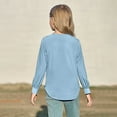 thumbnail image 4 of Ulitacool Tops For Girls Long Sleeve Blouse Milk Silk Crewneck Shirts Solid Color Tee Fashion Comfy Basic Otfits Light Blue 15-16 Years, 4 of 4
