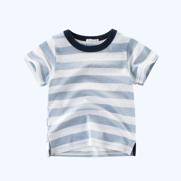 Muscularfit Relaxed Fit Shirts for Boys Ringer Adaptable Summer Shirts Boys Cotton Graphic Tee T-Shirt Short Sleeve Classic T-Shirt Elastic Crew Neck Blue Toddler Boy Shirts,3-4 Years