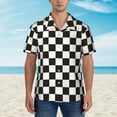 thumbnail image 4 of Fotbe Black And White Checkerboard Hawaiian Shirt For Men Unisex Summer Beach Casual Short Sleeve Cotton Linen Button Down Shirts-Medium, 4 of 9