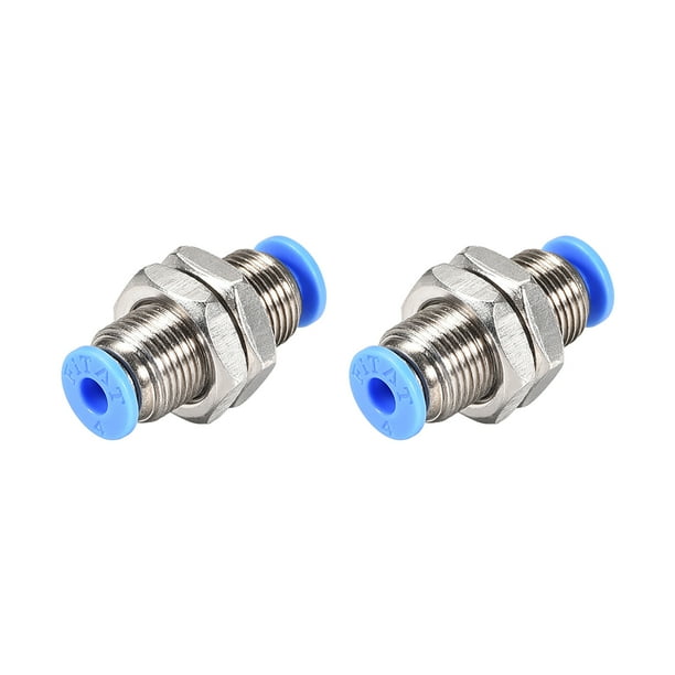 Push to Quick Air Connect Fittings Bulkhead Union 4mm Tube OD 2Pcs