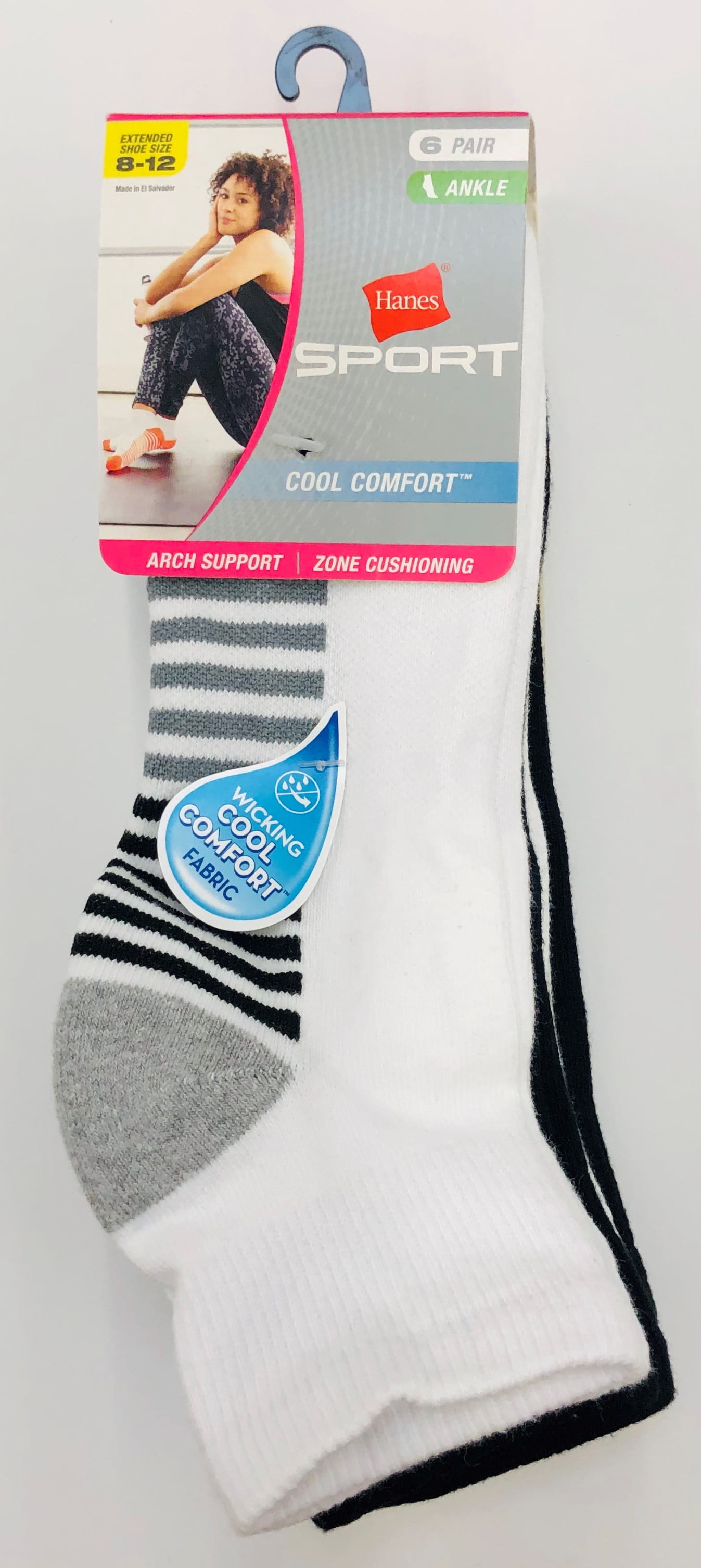 Hanes - Hanes Sport Cool Comfort Ankle Socks, 6 Pair - Walmart.com