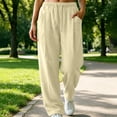 thumbnail image 2 of Edvintorg Sweat Pants for Womens Plus Size Elastic Waisted Wide Leg Sweatpant Loose Casual Drawstring Jogger with Pocket Trendy Womens Clothes S-3XL Beige, 2 of 6