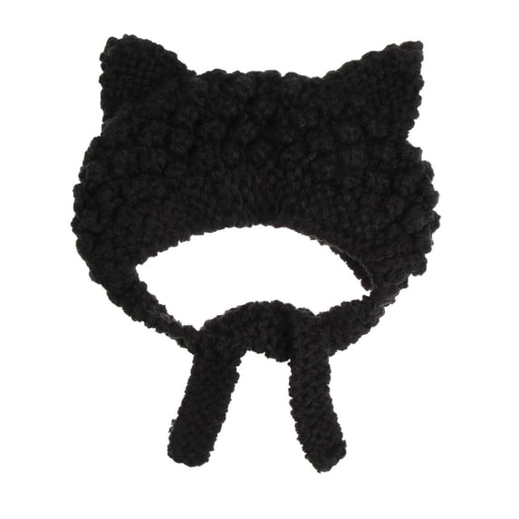 Gift Breathable Cute Outdoor Travel Warm Winter Bonnet Ear Protection Cap Hat Beanies Cat Ears Knitted Woolen Hat BLACK