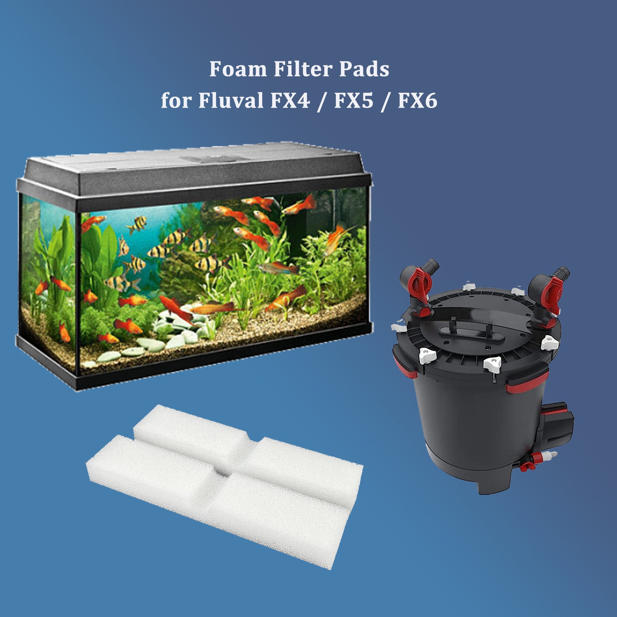 Qzbhct 6 Pcs Foam Filter Pads for Fluval Fx4 FX5 FX6 Canister Filter Aquarium Bio Sponge Replacement