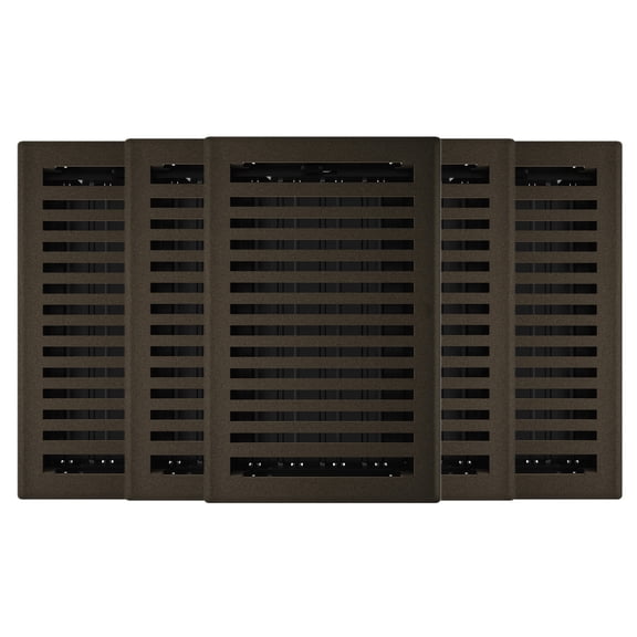 6in x 10in Montezuma Style Bronze Age Metal Heating and Cooling Air Floor Register (2 PACK) - Overall 7 1/4" x 11 1/4"