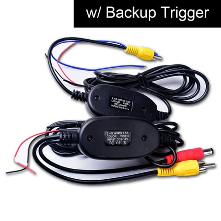 - Wireless Video Cable w/ Backup Trigger Wire Tx & Rx for RCA Rear View Camera to GPS Navi, Headunit, Monitor LCD Screen