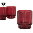 thumbnail image 3 of Koyal Wholesale Burgundy Ribbed Glass Votive Candle Holders - Aesthetic Decor & Candle Holders Table Decor, Pack of 6, 3 of 5