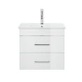 thumbnail image 6 of Yardi Yarda 32-Inch White Gloss Wall-Mounted Vanity with Double Drawers and Soft-Close System, Modern and Minimalist Vanity with Ceramic Sink and Aluminium Frame for Indoor as Bathroom, White, 6 of 9