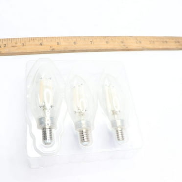 (3-Pk) Chandelier LED Light Bulb True White Glass Clear B10 E12 3500K 100W