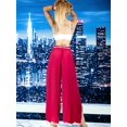thumbnail image 4 of Pantalones Palazzo Malabis Rojo Volantes Cinturón Decorativo Mujer, 4 of 5