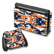 Skin Decal For Nintendo Switch Vinyl Wrap / Digi Camo Team Colors Camouflage Orange Blue