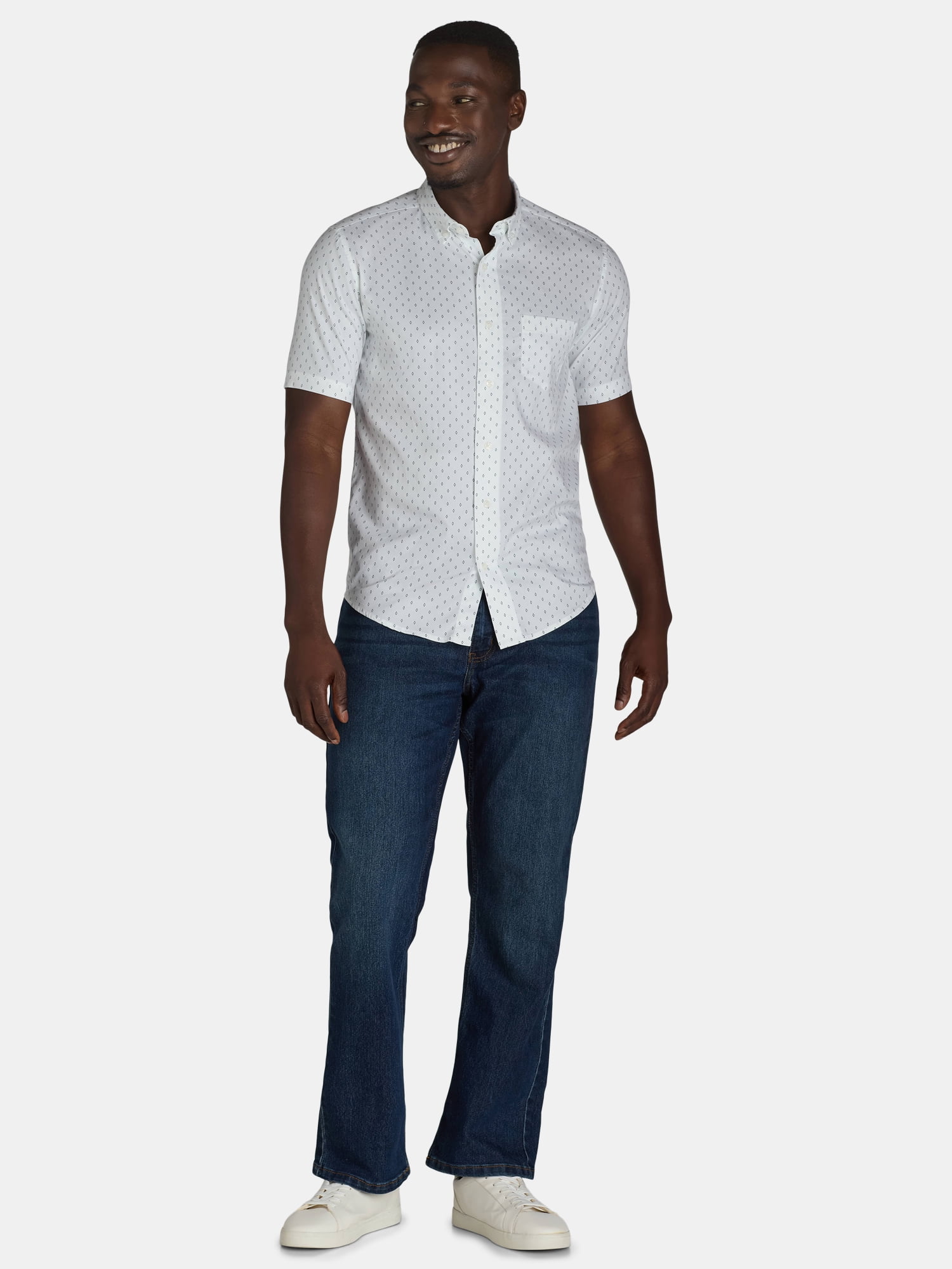 George Men's & Big Men's Short Sleeve Poplin Button-Up Shirt, Sizes S-3XL