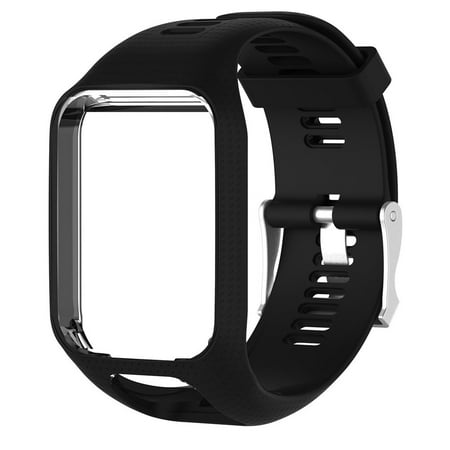 Tomtom Comfort Strap Akoyovwerve Replacement Silicone Wristband Watch Band Strap 25cm long For TomTom 2/3 Series GPS Watch,Black ()
