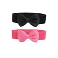 thumbnail image 4 of INSPIRE CHIC Women's 2Pcs Bowknot Elastic Belts 2.4" Width Elegant Cute Stretchy Cinch Waistband for Dress Wedding 24 - 32" Fuchsia+Black, 4 of 7