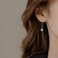 thumbnail image 3 of Solid 925 Sterling Silver CZ Droplet Chain Dangle Earrings for Women Teens Tassel Dangle Earrings Threader, 3 of 6