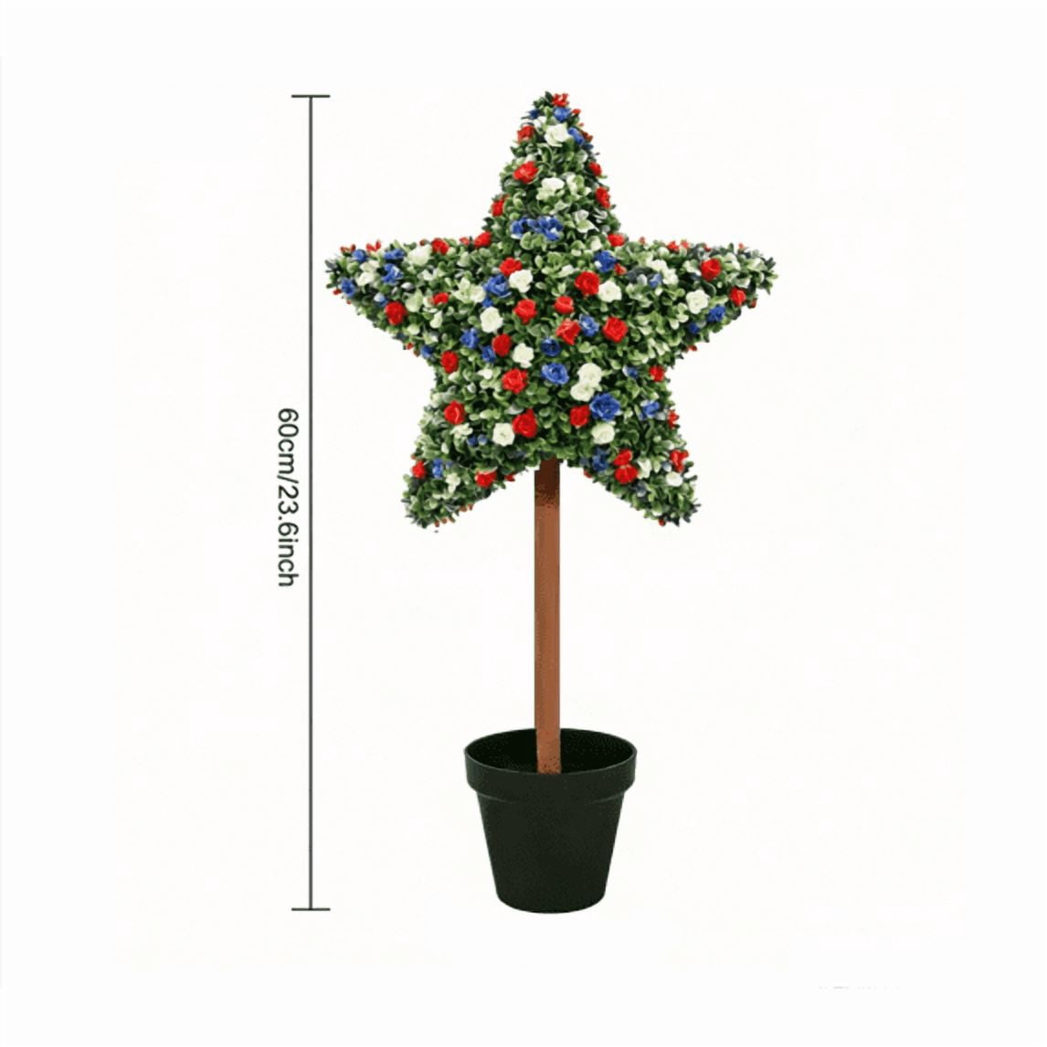 4th of July Patriotic Five-Pointed Star Planter for Outdoor Garden, 31.5 Inch Large Independence Day Star Shaped Bonsai Container, Red White and Blue Decoration for Porch and Entryway