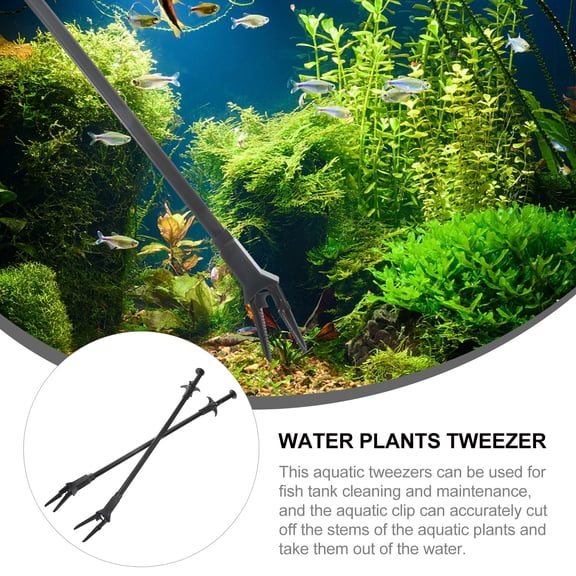 ibasenice 2-Pack Black Aquascaping Tweezers for Aquarium Plants, Fish Feeding, and Small Animal Care Tools